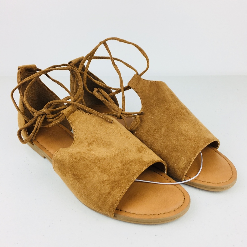 🔥 NEW Tan Lace Up Gladiator Slide Sandals